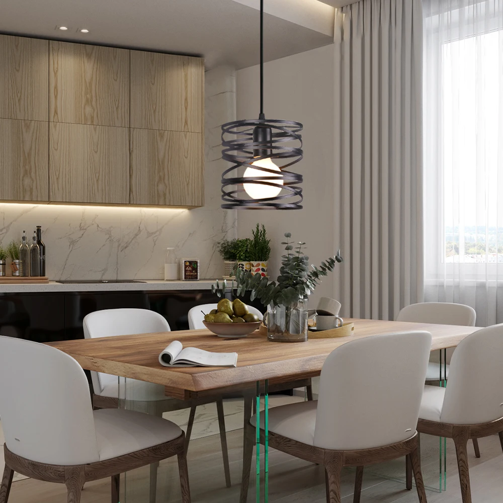 

Modern Led Ribbon Spiral Swirl Pendant lamp Vintage Ceiling Hanging Light Shade Chandelier Living Room Kitchen Lighting Fixture