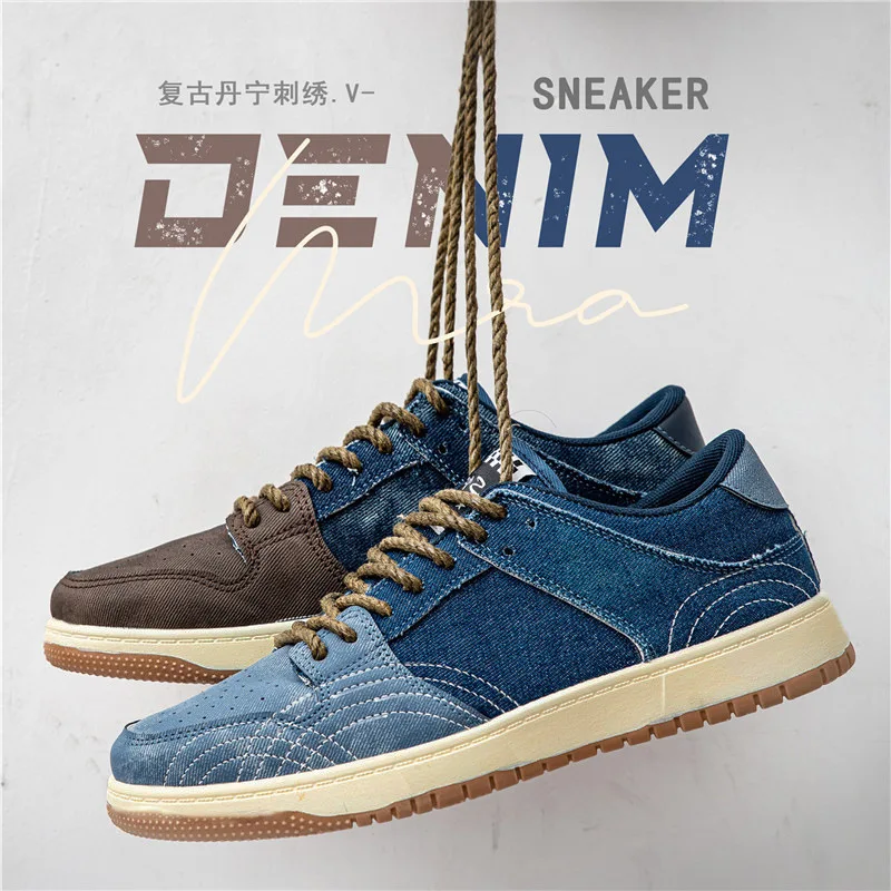 

2021 Men's Autumn New Casual Japanese Denim Trendy Shoes Youth Retro Thick-soled Trend All-match Sneakers