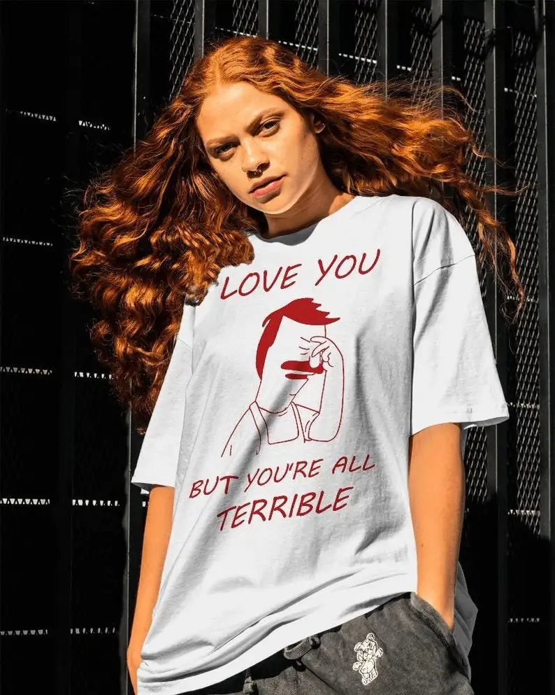 Рубашка I Love You But You're Terrible - винтажные футболки с героями мультфильмов рубашка