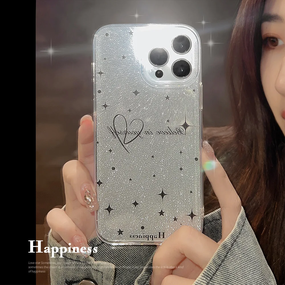 

Painted glitter, transparent, starry in the sky Phone Case For iphone 14 13 12 11 Pro Max X XR XSMAX 7 8 Plus SE TPU Case Cover