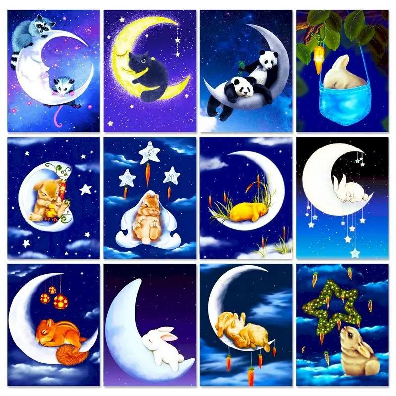 

GATYZTORY 5D Diamond Painting Full Animal Embroidery Cartoon Rhinestones Cross Stitch Home Decoration Creative Mosaic Handmade