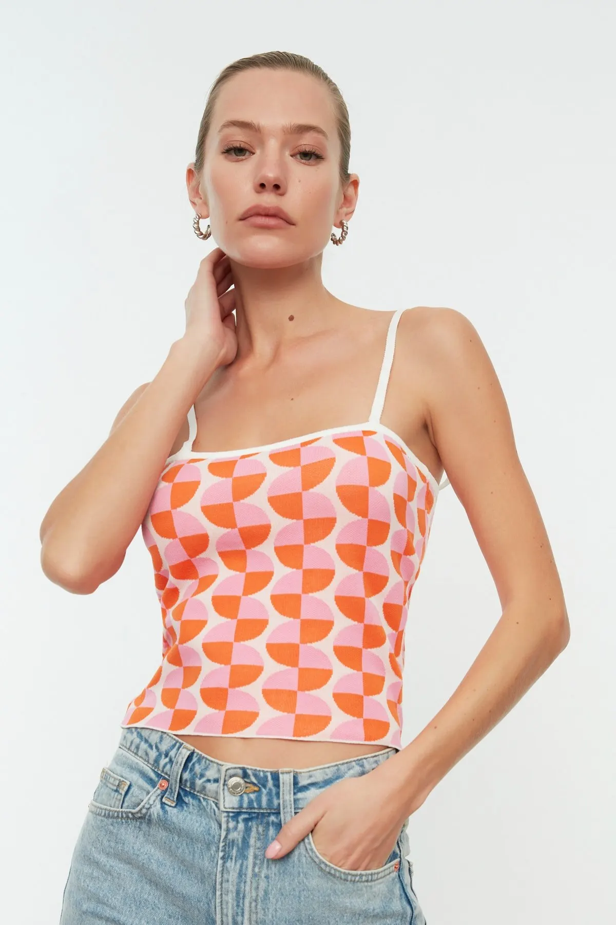 

Women's Summer Crop Top Blouse Ecru Strap Detailed sportswear Blouse hot girl top bottoming shirt
