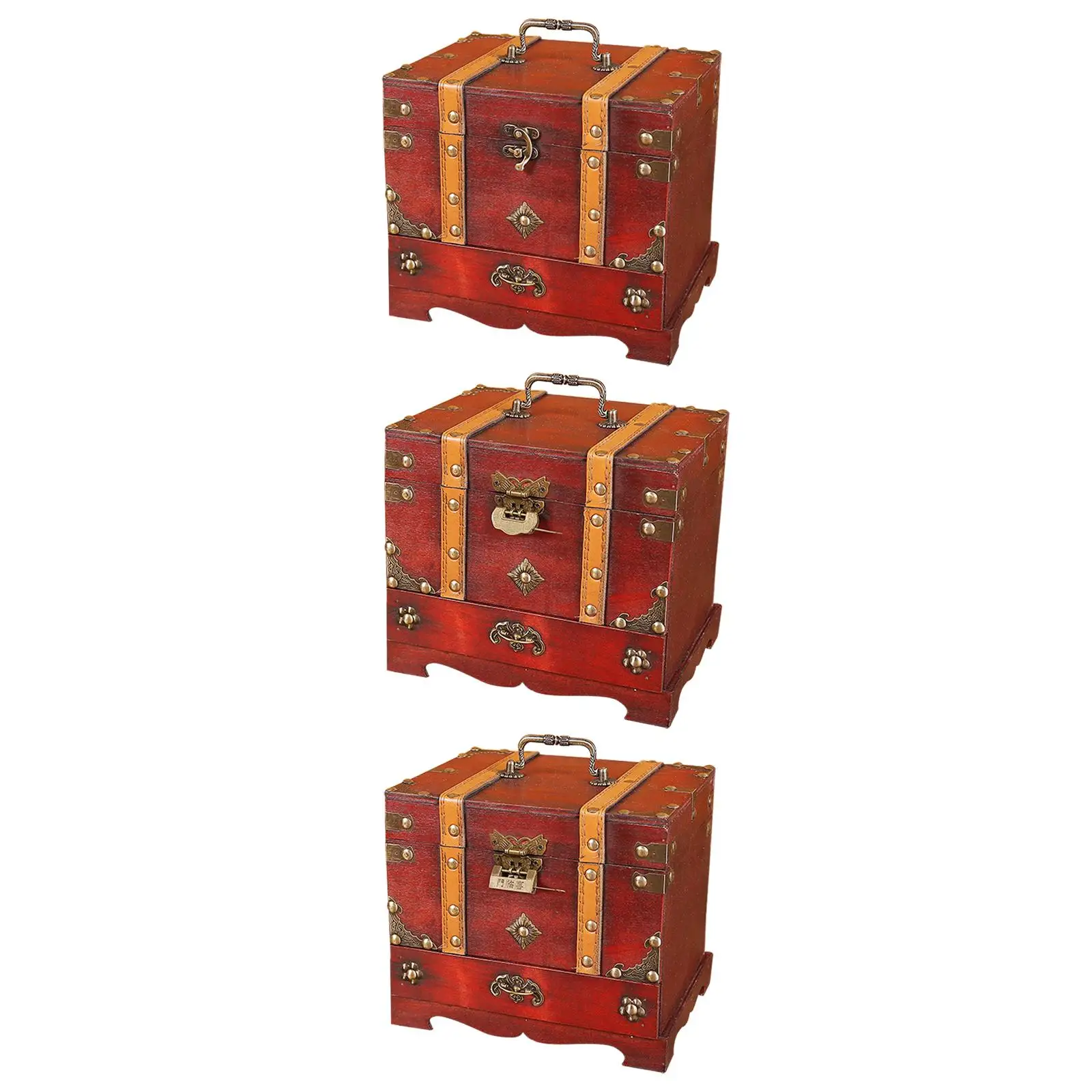 

Винтажная шкатулка для ювелирных изделий, органайзер с зеркалом, коробка для хранения, свадебный подарок, декоративная коробка, сундук для ...