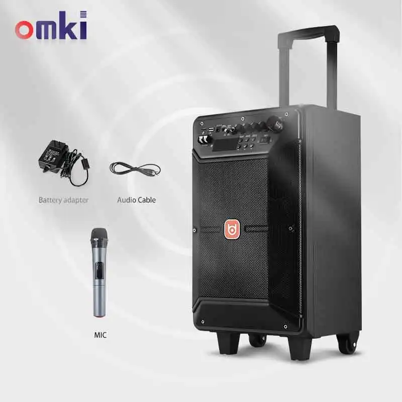

New Outdoor Trolley Subwoofer Stereo 8 Inch Portable Wireless Microphone Karaoke Speaker