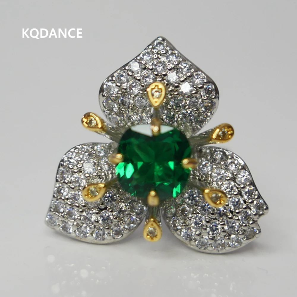 

KQDANCE Create ruby emerald Diamonds Gemstones Ring with green/red Stone Rings For Women Wedding Party Jewelry wholesale