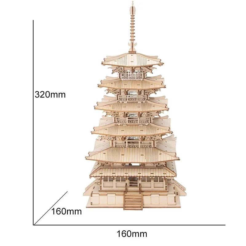 

Rolife 275pcs DIY 3D Five-storied Pagoda Wooden Puzzle Game Assembly Constructor Toy Gift for Children Teen Adult