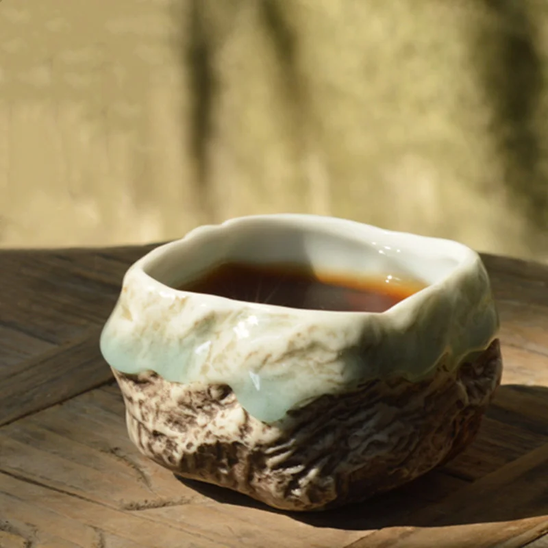 

Japanese Style Celadon Imitation Stone Teacup Ceramic Kung Fu Small Tea Bowl Creative Handmade Master Cup Home Office Drinkware