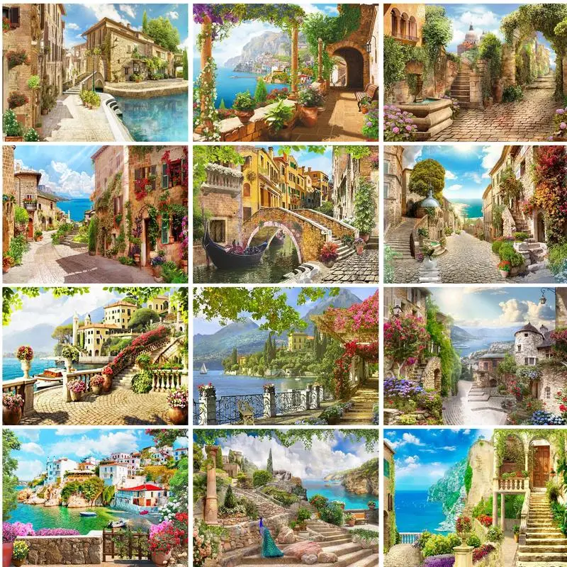 

RUOPOTY Paint By Number Seaside House Drawing On Canvas HandPainted Painting Art Gift DIY Pictures By Number Kits Home Decoratio