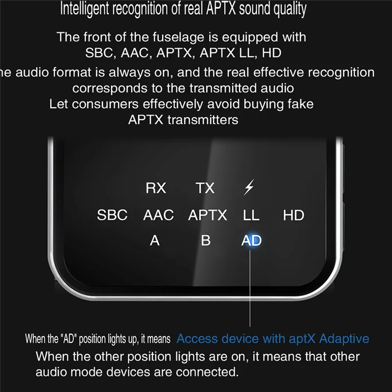 Беспроводной стерео музыкальный адаптер AptX-LL с низкой задержкой и Bluetooth 5,2 (art.: 3920c25dc12e5) - 3920c25dc12e5