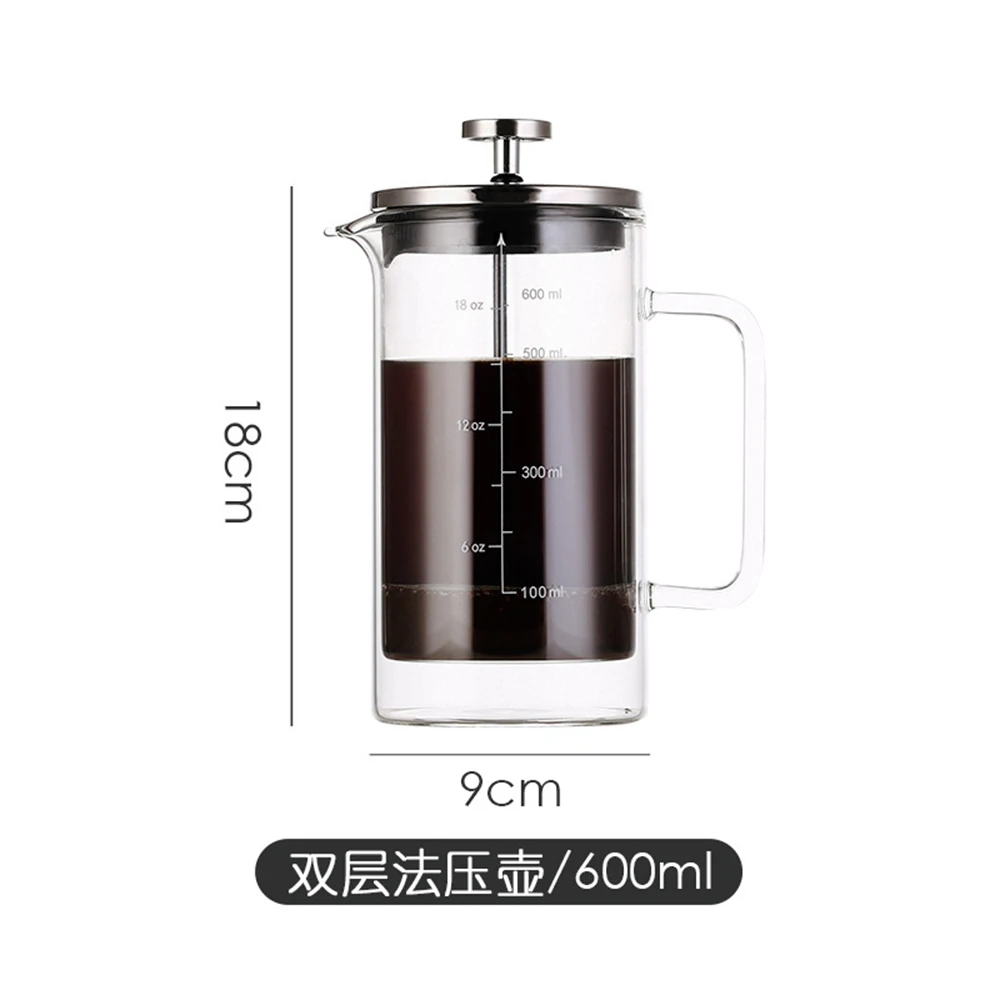 350/600ml Glass French Press Coffee/Tea Brewer Coffee Pot Coffee Maker Kettle Stainless Steel Glass Thermos Barista Tools Coffee images - 6