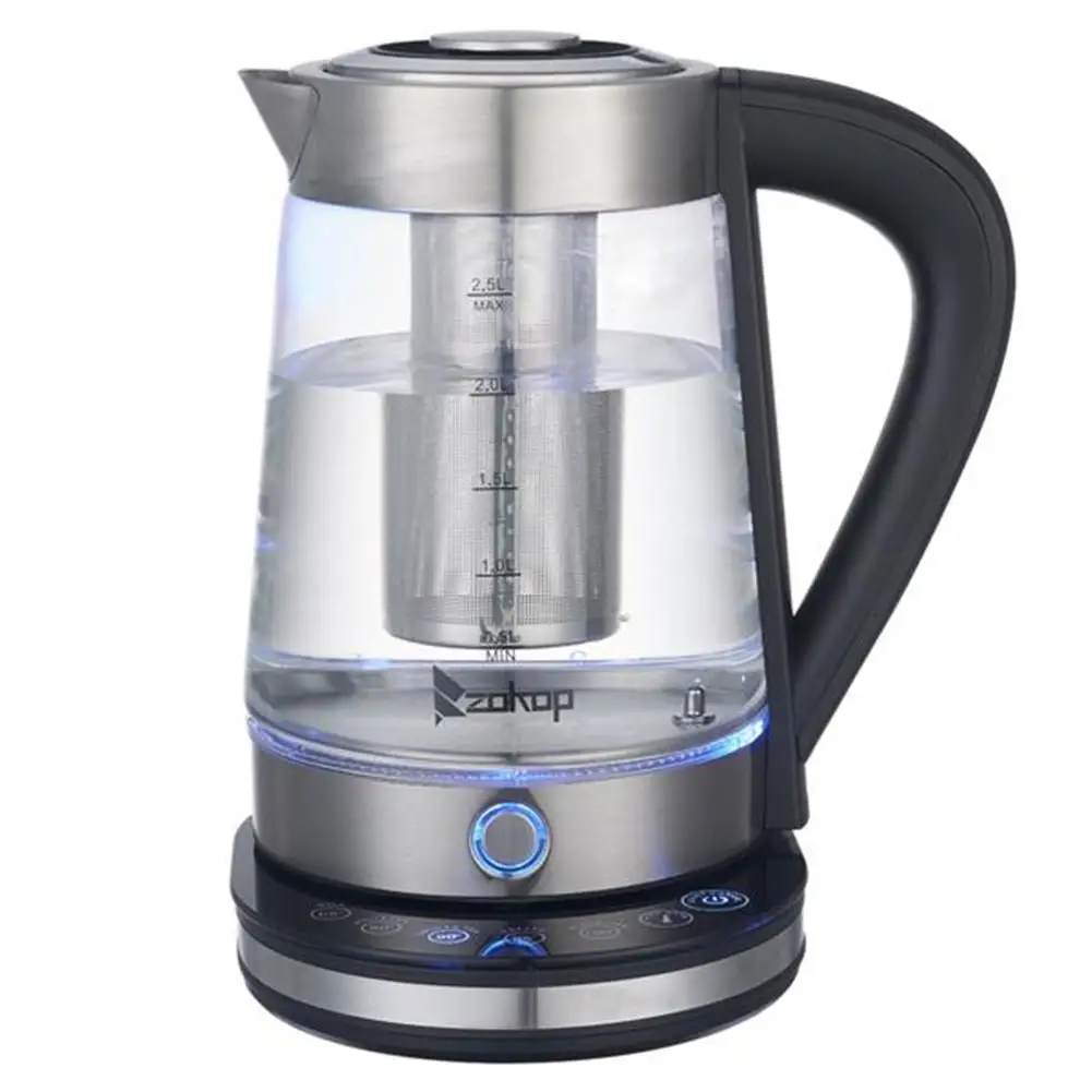

2.5L Portable Electric Glass Kettle HD-2005D 110V 1500W Fast Boiling Stainless Steel Hot Water Heater with Filter Household