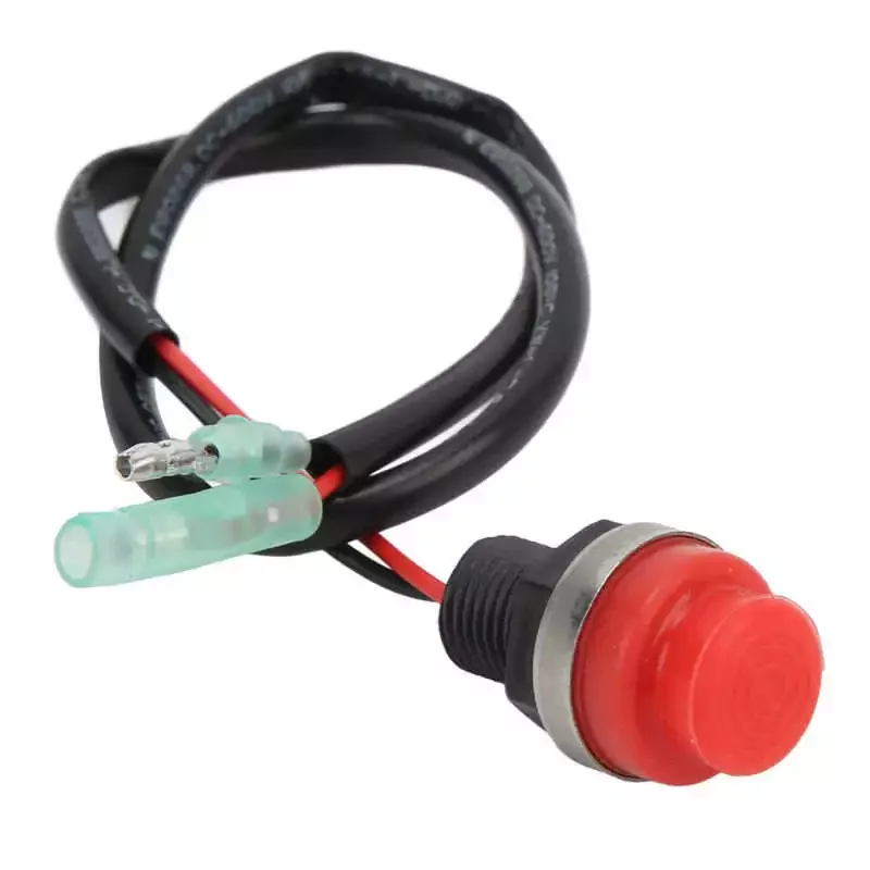 

Emergency Engine Kill Switch Round Outboard Start Stop Push Button 17.72inch Wire Universal Red for Boats for Yachts