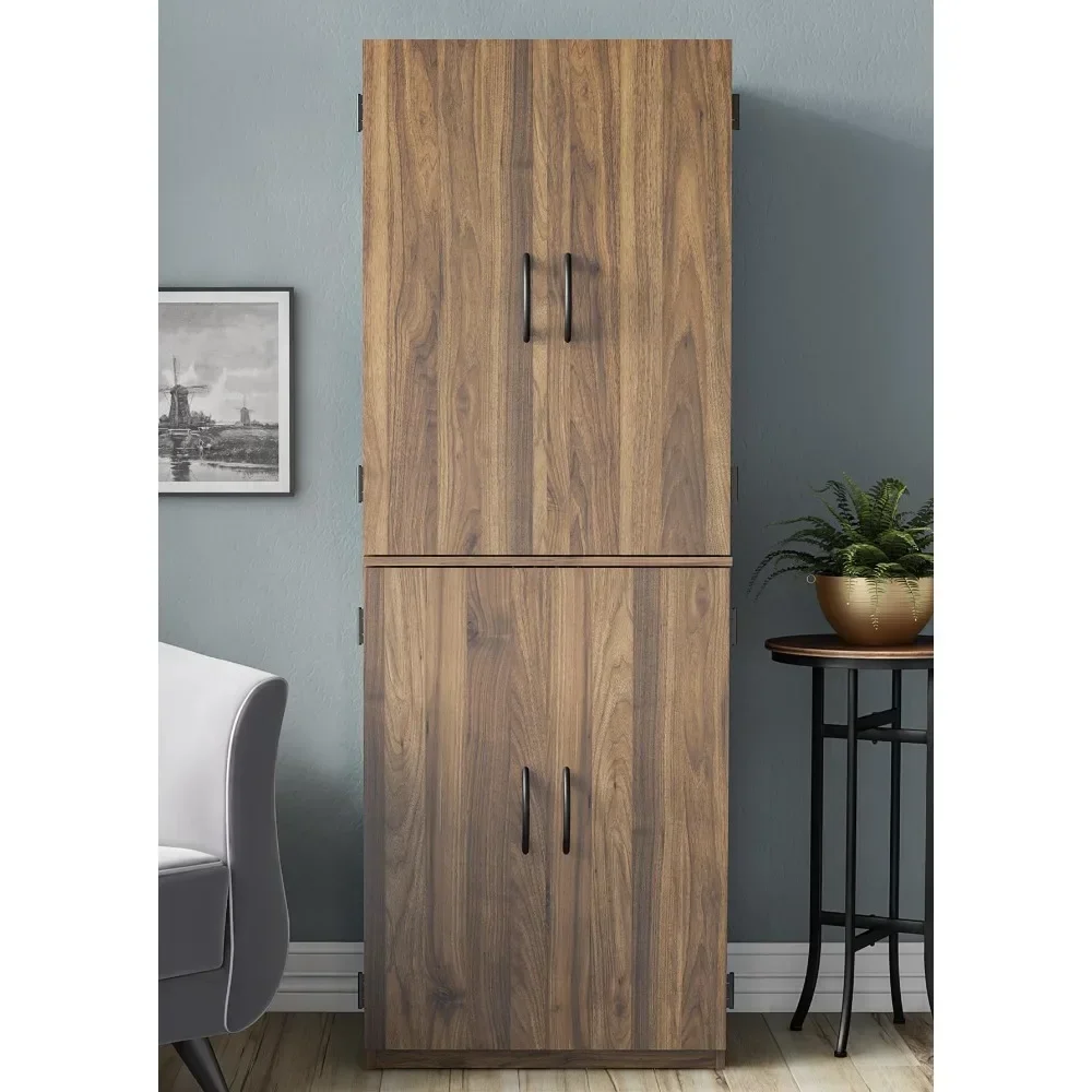 

4-Door 5' Storage Cabinet, Walnut Cabinets high-capacity Living Room Cabinets