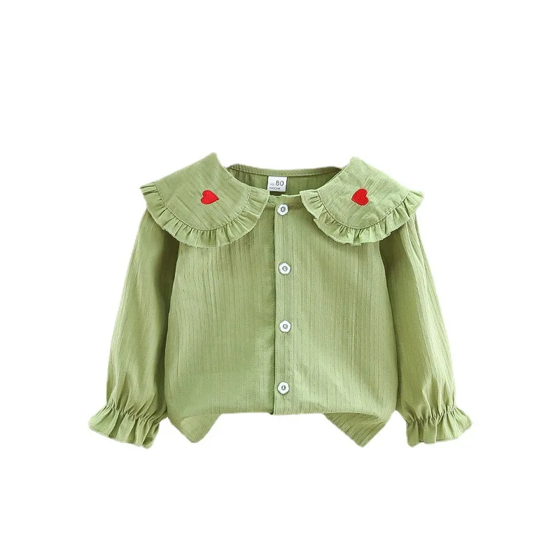 

2022 Spring New Kids Clothes baby Girl Blouse Turn-down Collar Tops Korean Girls Blouses Fashion Children Outwear