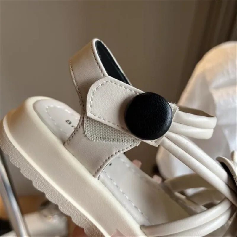 Girls' sandals flower 2022 summer new soft bottom beach Baotou little girl Princess shoes children's Roman sandals leather 4-12Y