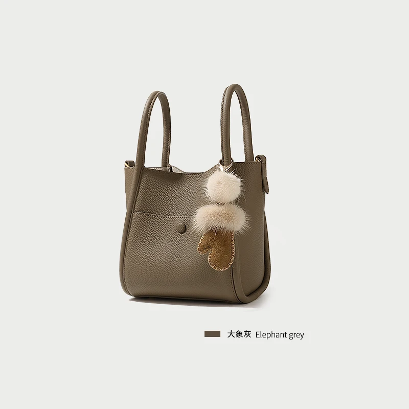 

Mood Itamood New Bags Cowhide Bucket Bag Women's Leather Shoulder Hand Holding Tote