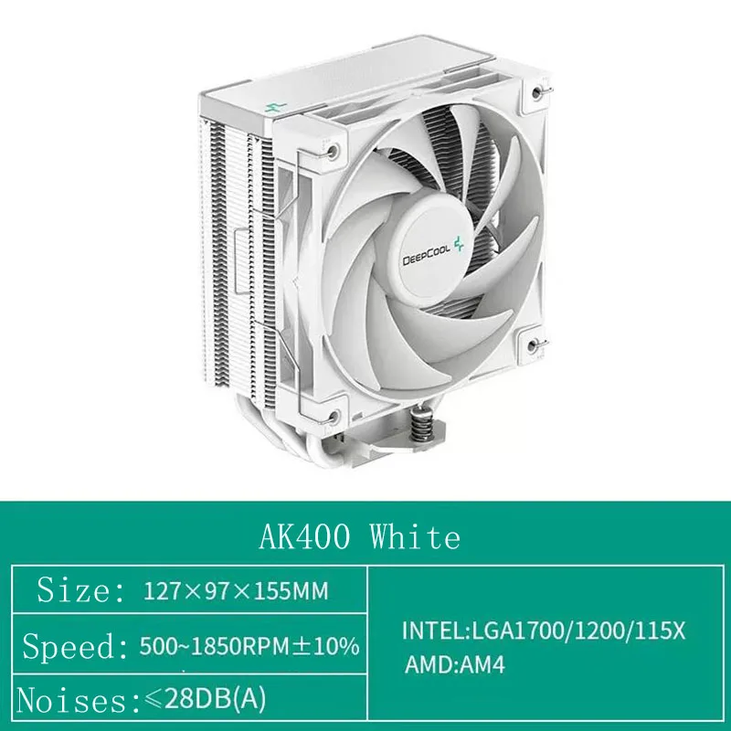 DEEPCOOL AK400 White/Dark 4 heat pipes CPU Cooler Quiet FDB Fan Desktop computer Thin radiator For LGA1700 1200 115X AM4