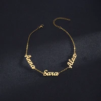 custom 1 3 names bracelet stainless steel hand chain letter o chain bracelet for women jewelry gift