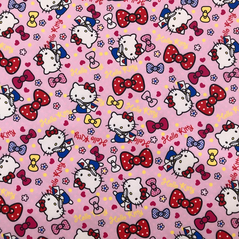 Водонепроницаемая композитная ткань из полиэстера с принтом Hello Kitty ручной