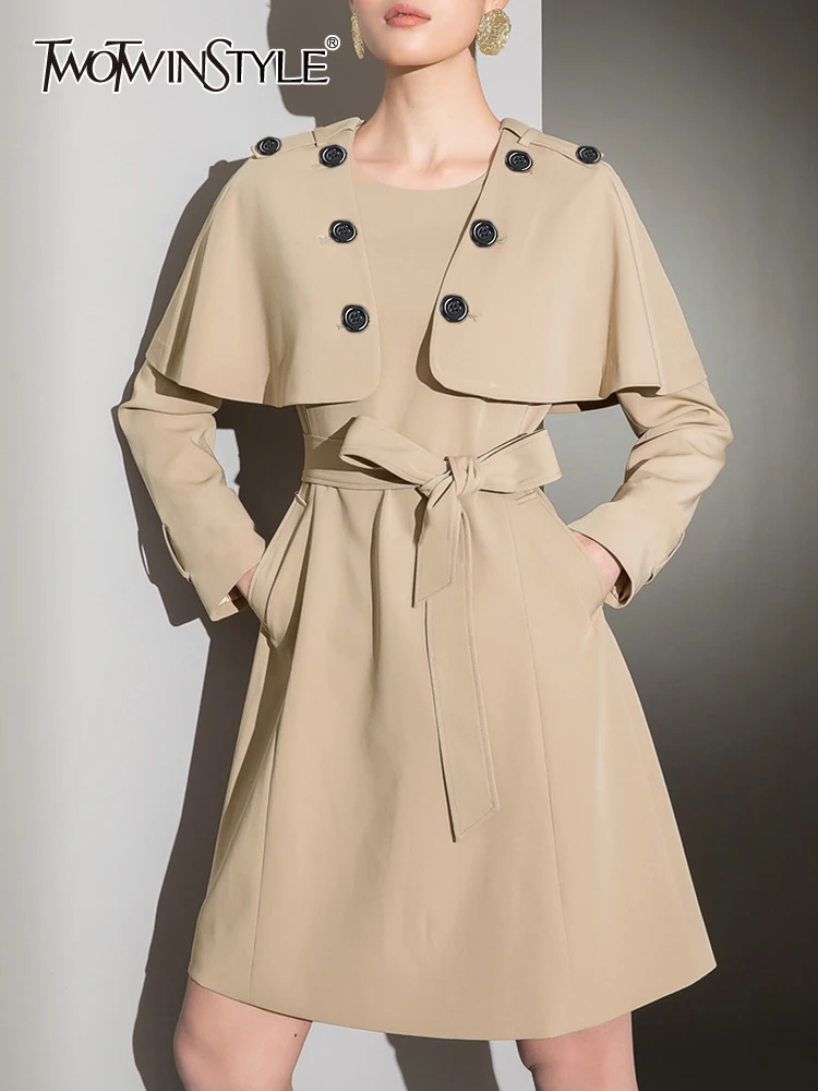 

Женское платье TWOTWINSTYLE, минималистичное платье с круглым вырезом, длинным рукавом и высокой талией, со складками, на шнуровке