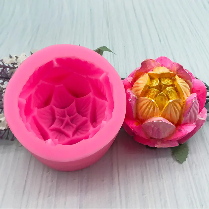 

3D lotus shaped silicone mold, sugar flipping, baking, hand made lotus soap mold, candle, glue dripping, gypsum mold