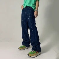splash ink graffiti paint dot y2k jeans mens korean version loose straight wide leg pants men and women with the same style