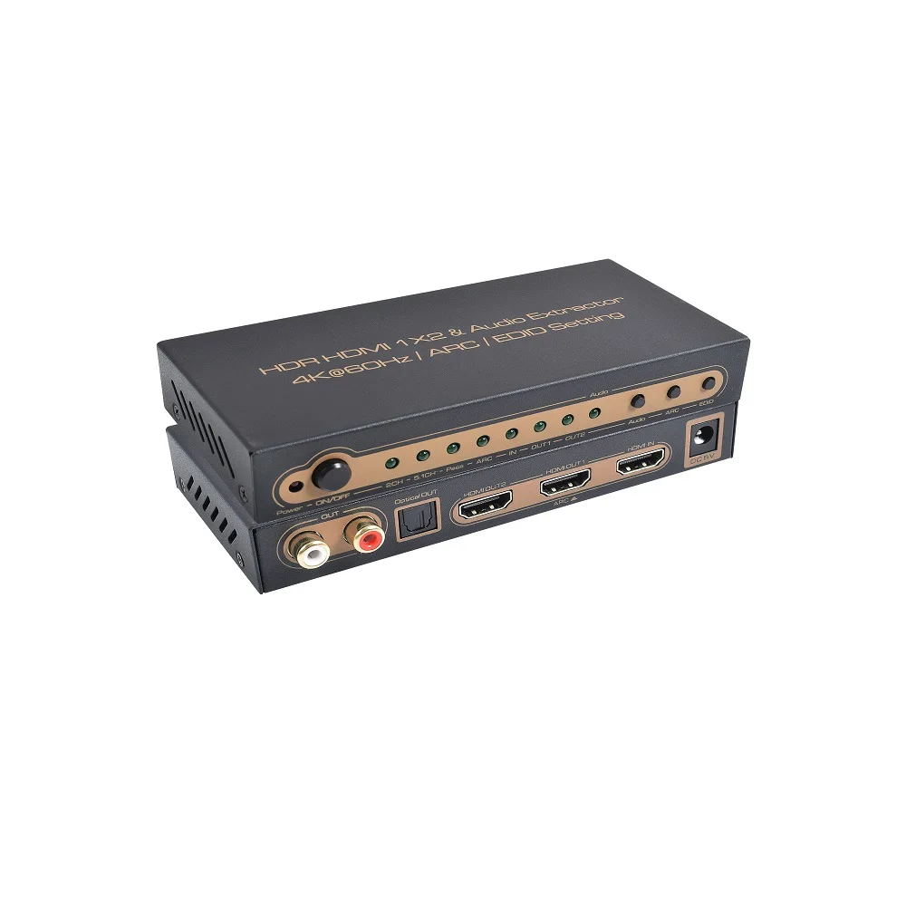 

4K 60Hz HDMI Splitter 1x2 Audio Extractor SPDIF 2CH Audio HDR UHD HLG Dolby Vison Atmos ARC EDID Setting for Soundbar PC HDTV