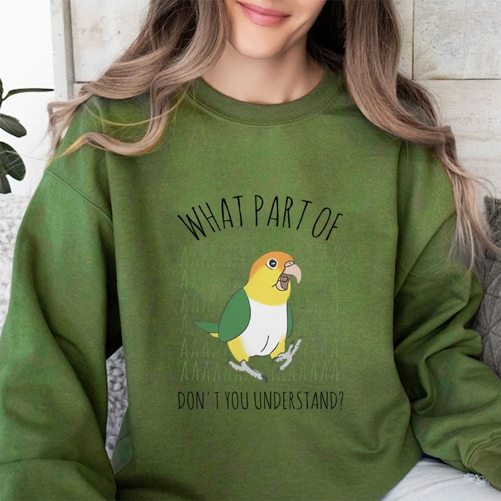 Толстовка с рисунком попугая Модный пуловер длинным рукавом и круглым вырезом