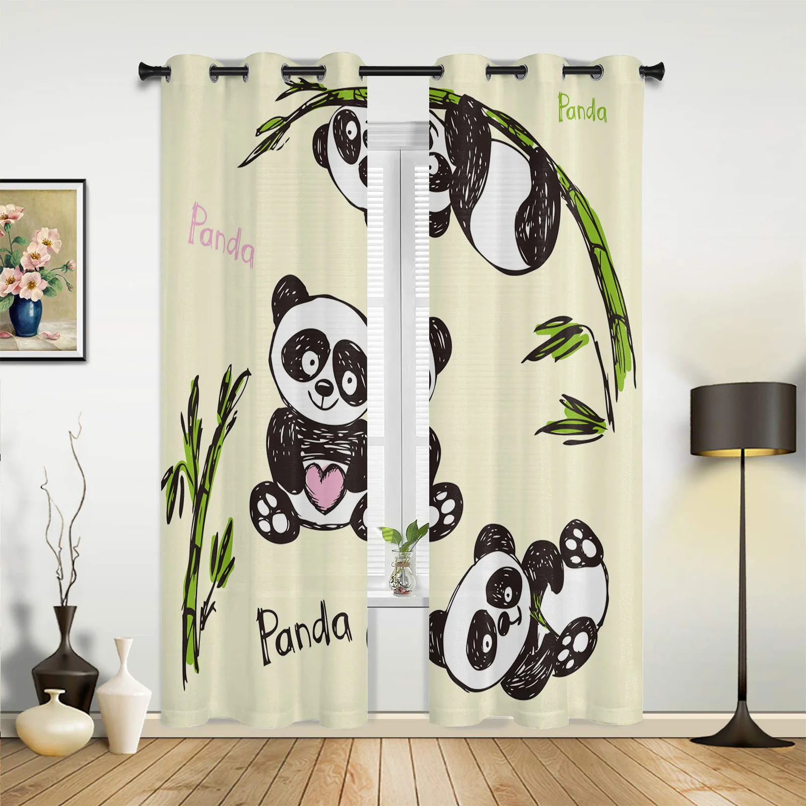 

Симпатичные бамбуковые оконные шторы панда для гостиной спальни оконные шторы Готовые занавески кухонные шторы