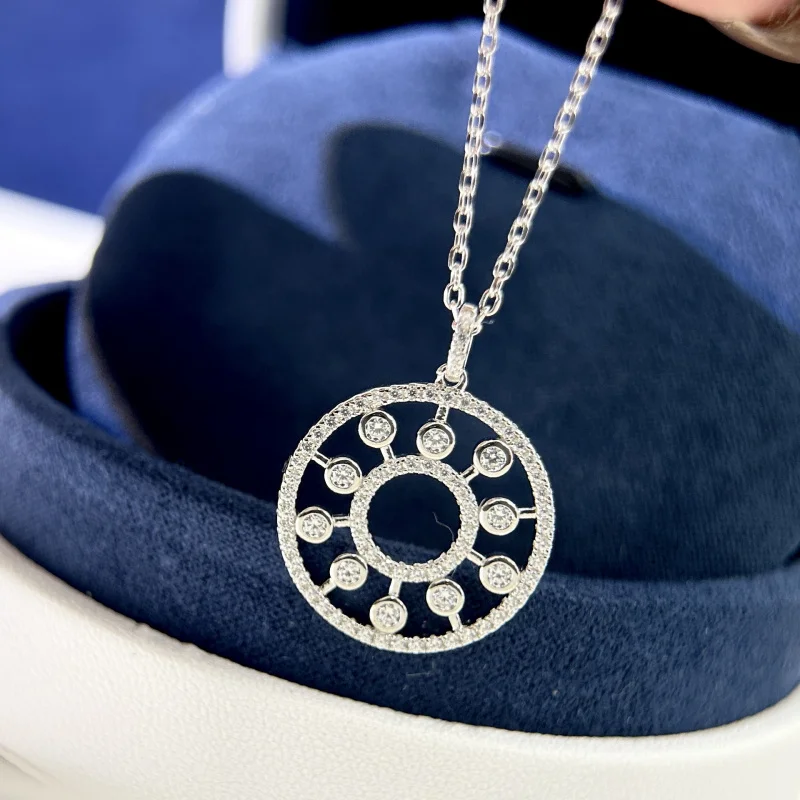 Классическое ожерелье из стерлингового серебра 925 пробы с глубоким диском Dewdrop