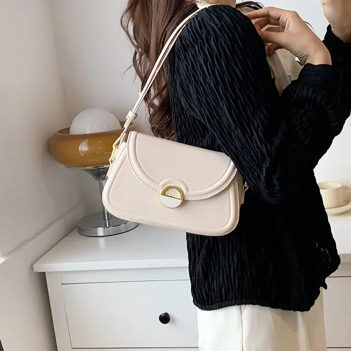 Women Retro Small Travel Underarm Crossbody Hand Bags Sewing Thread Fashion Solid Color Shoulder Handbag for Women женский Bolsa