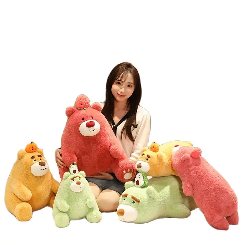 

Imitation rabbit fur fruit strawberry teddy bear transformed into avocado orange animal stuffed plush toy pillow girlfriend gift