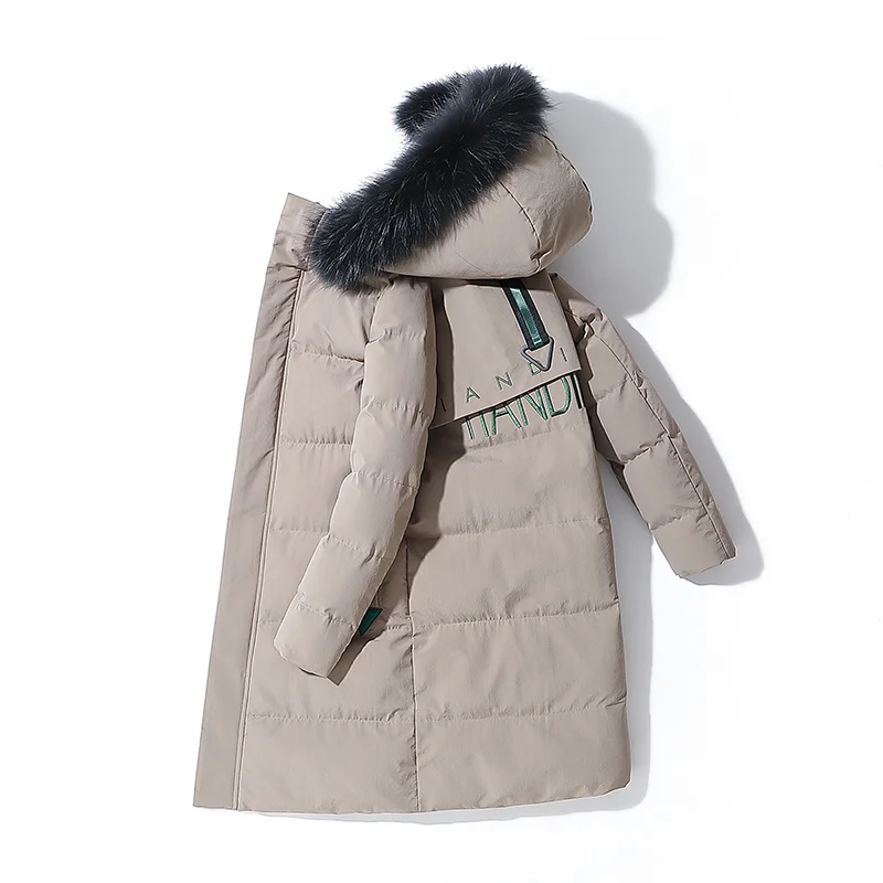 Мужское зимнее пальто с большим меховым воротником повседневное теплое плотное