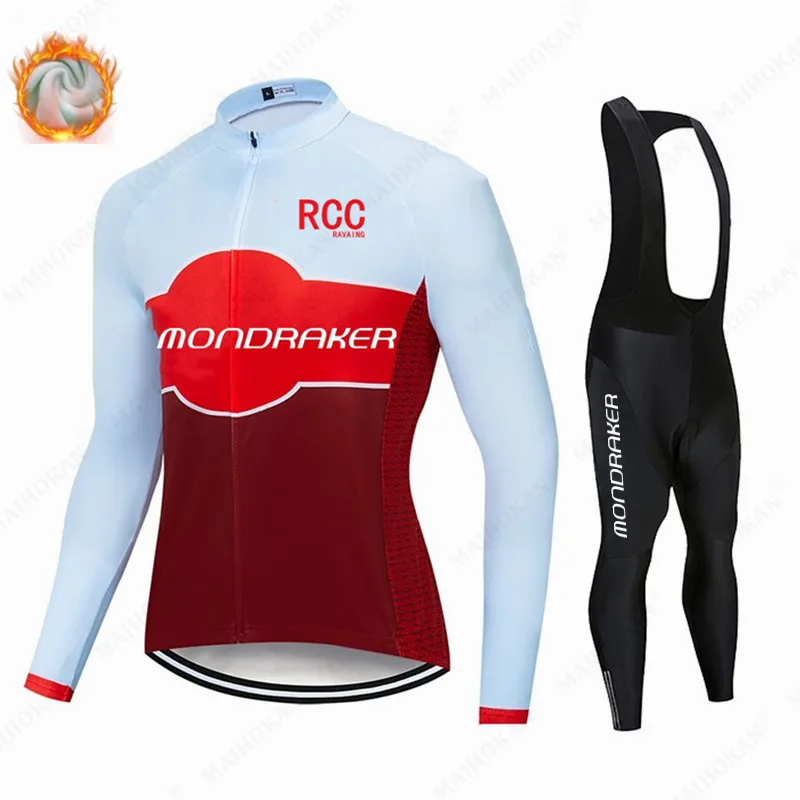 

MONDRAKER Cycling Jersey Set 2022 Team Long Sleeve Clothes Men Winter Cycling Clothing Thermal Fleece Ropa Ciclismo Hombre Warm