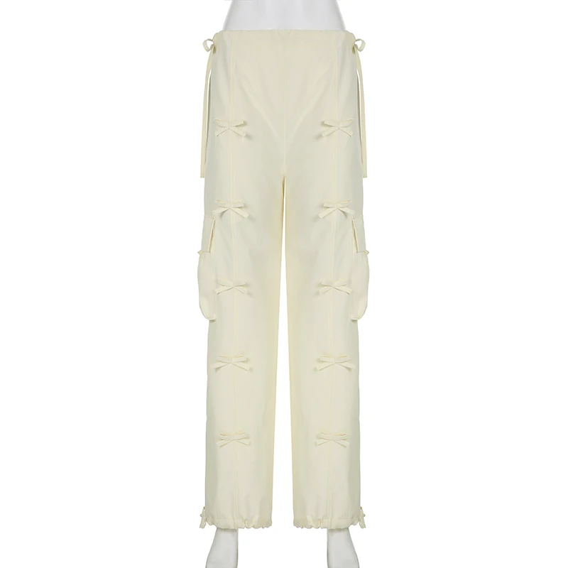 Хип-хоп женские повседневные брюки на завязках с бантом и карманами