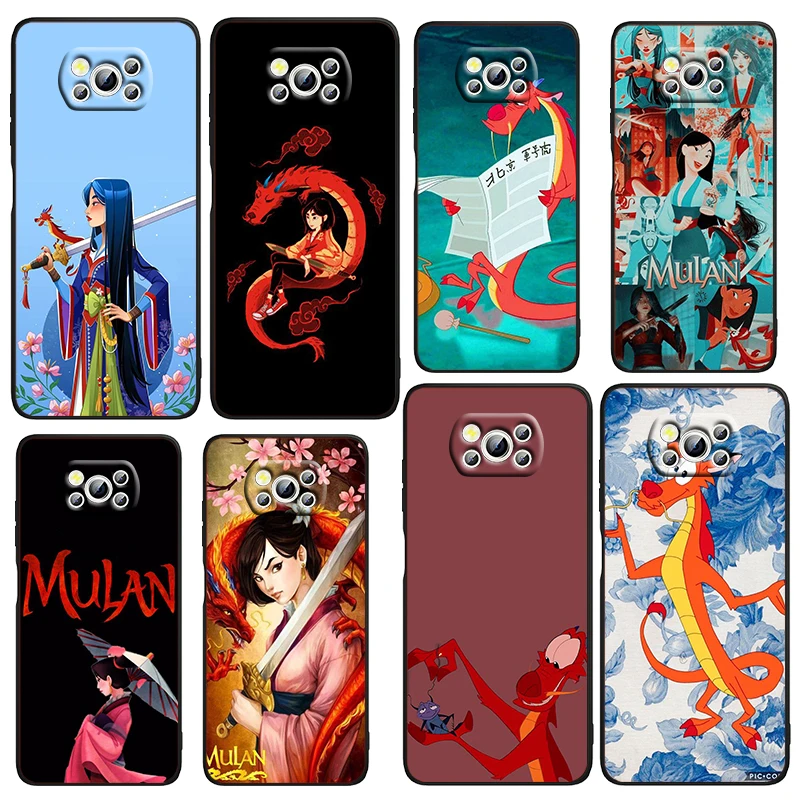 

Disney Mushu Mula Phone Case For Xiaomi Mi Poco X4 X3 NFC F4 F3 GT M5 M5s M4 M3 Pro C40 C3 5G Funda TPU Black Cover
