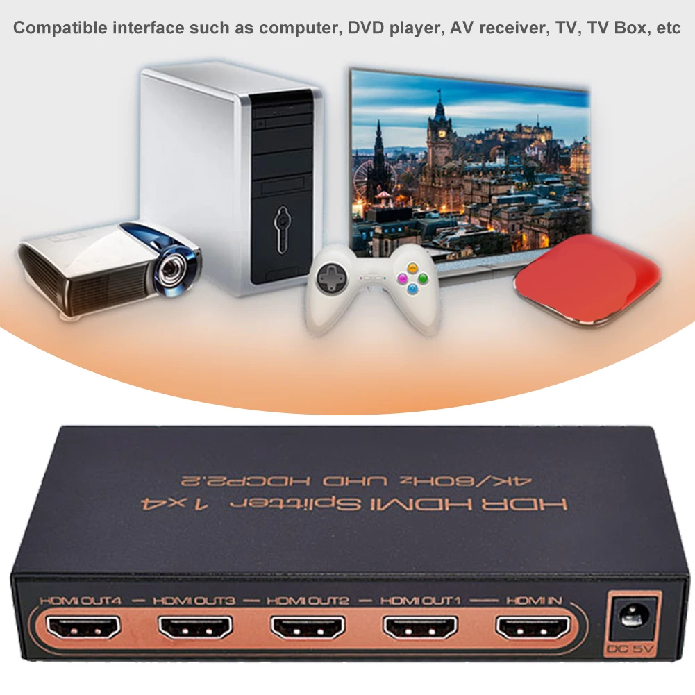 

HDTV HDR 4K 60 Гц 3D DVD-плеер 1080P проектор Селектор Видео с дистанционным управлением сплиттер HDMI-совместимый Коммутатор Концентратор 5 в 1