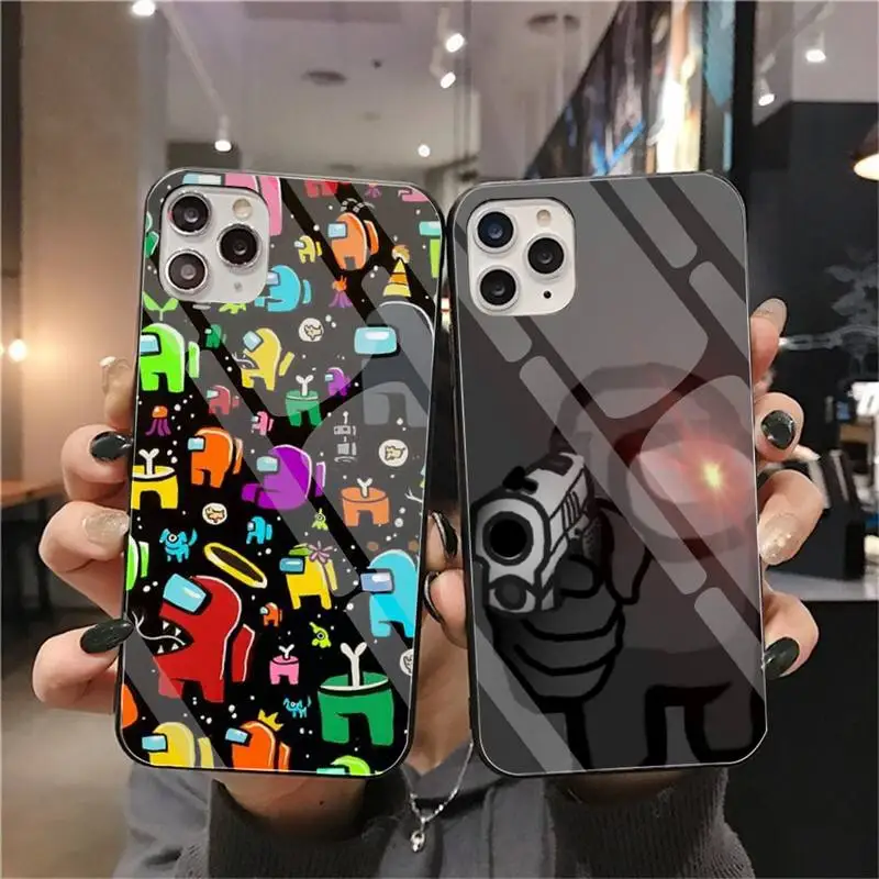 

Among-Us-Game Phone Case Tempered Glass For iPhone 13 12 Mini 11 Pro XR XS MAX 8 X 7 Plus SE 2020 Soft Cover