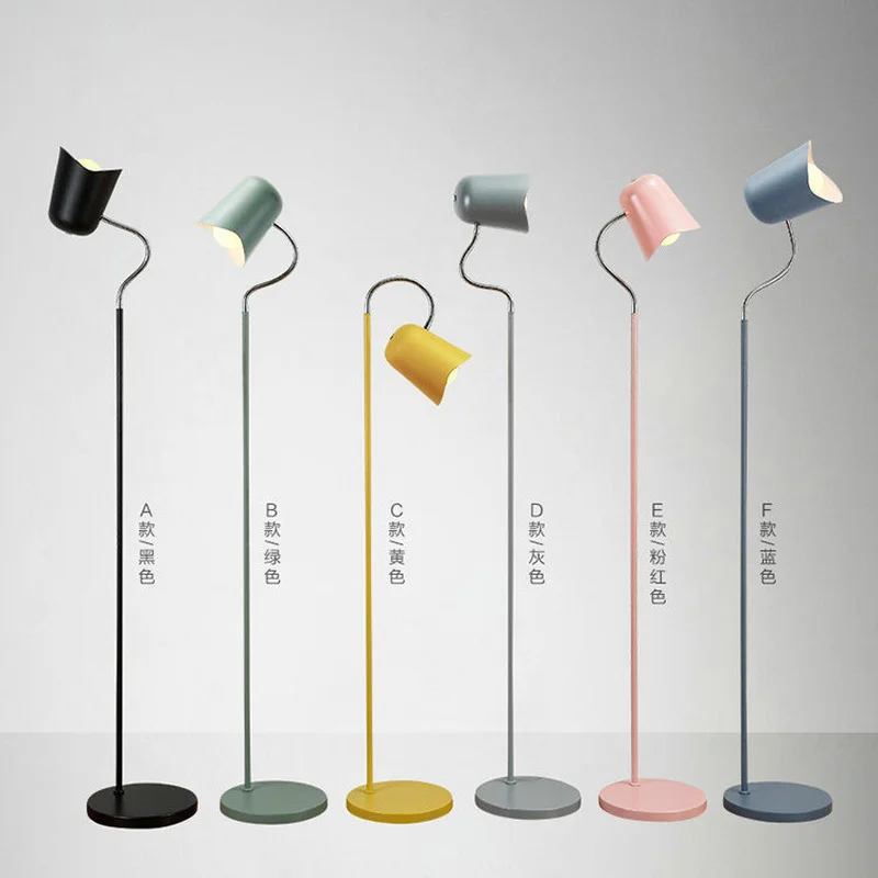 

Scandinavian Macaroon Coloured Adjustable Lamp Head Living Room Bedroom Led Floor Light Coffee Shop Decorative Standing Lamps
