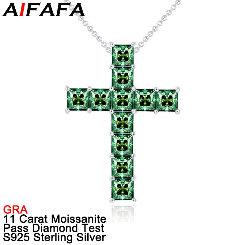 Ожерелье с кулоном в виде креста муассанитом 11 карат