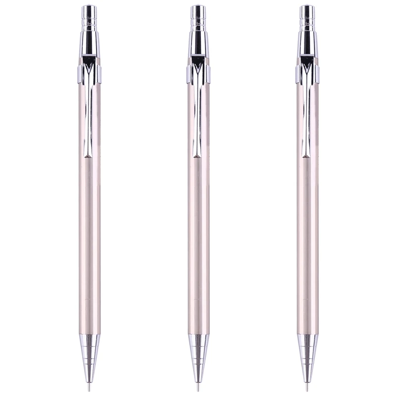 

3X Металлический механический карандаш, автоматические ручки для письма, рисования, канцелярские принадлежности, школьные и офисные принадлежности: 0,7 мм