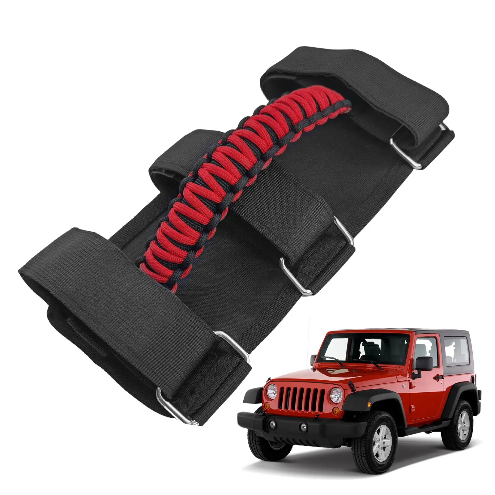 

Roll Bar Handles Upgrade Grab Handle Compatible With Most Cars Sports Paracord Roll Bar Handles With 3 Nylon Straps Easy To