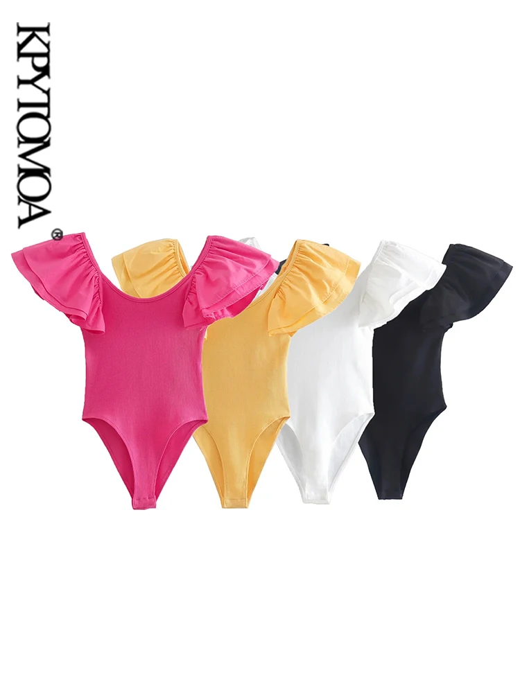 

KPYTOMOA женские модные с оборками Лоскутные боди винтажные без рукавов с кнопками женские комбинезоны Mujer