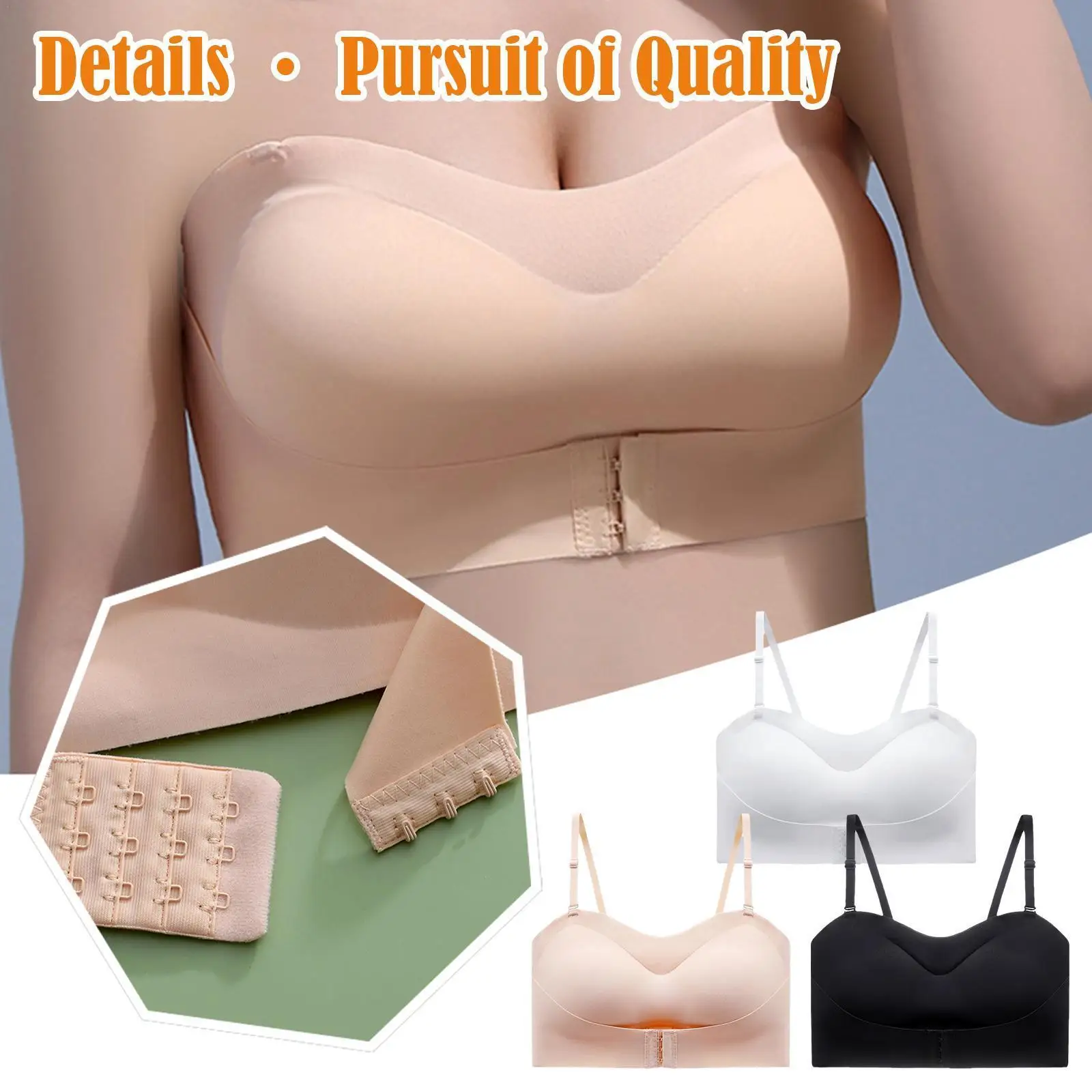 

Новинка, красивое нижнее белье без бретелек, женское тонкое нижнее белье с ремешком с пряжкой, невидимый бюстгальтер с передней частью Y9e9