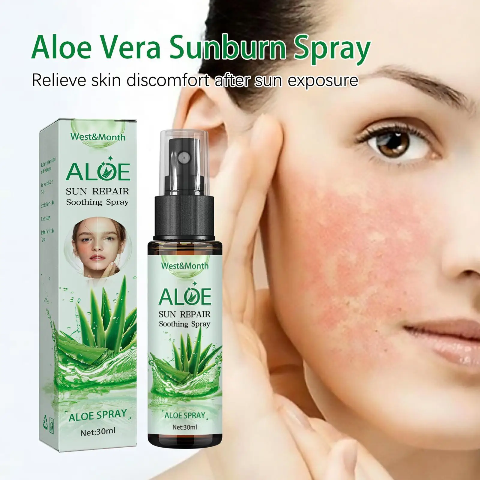 

Aloe Vera Essence Sunburn Soothing Repairing Moisturizing Improve Care Liquid Skin Rough Toner Spray Spray Skin Sooth Face S2Z8