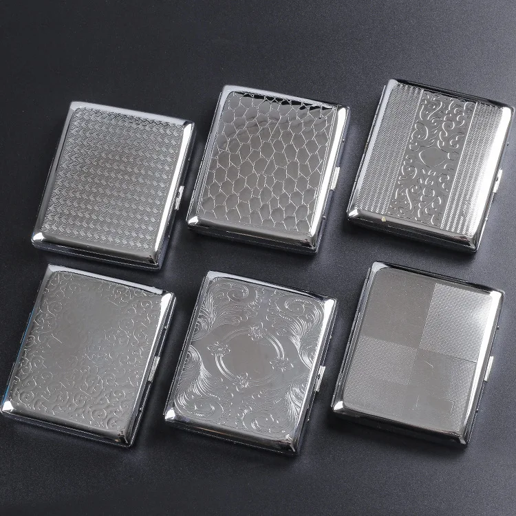 

Silver Portable Metal Cigarette Case for Thick Cigarettes Flip Open Traveling Cigarette Container Box Holder Outdoor Smoking