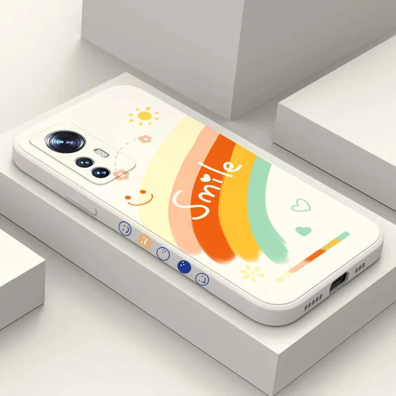 

Cute Rainbow Smile Face Phone Case For Xiaomi 13 12 11 Lite 13 12T 12X 11T Redmi 10C Note 12 11 11S 10 10S 9 Soft Silicone Cover