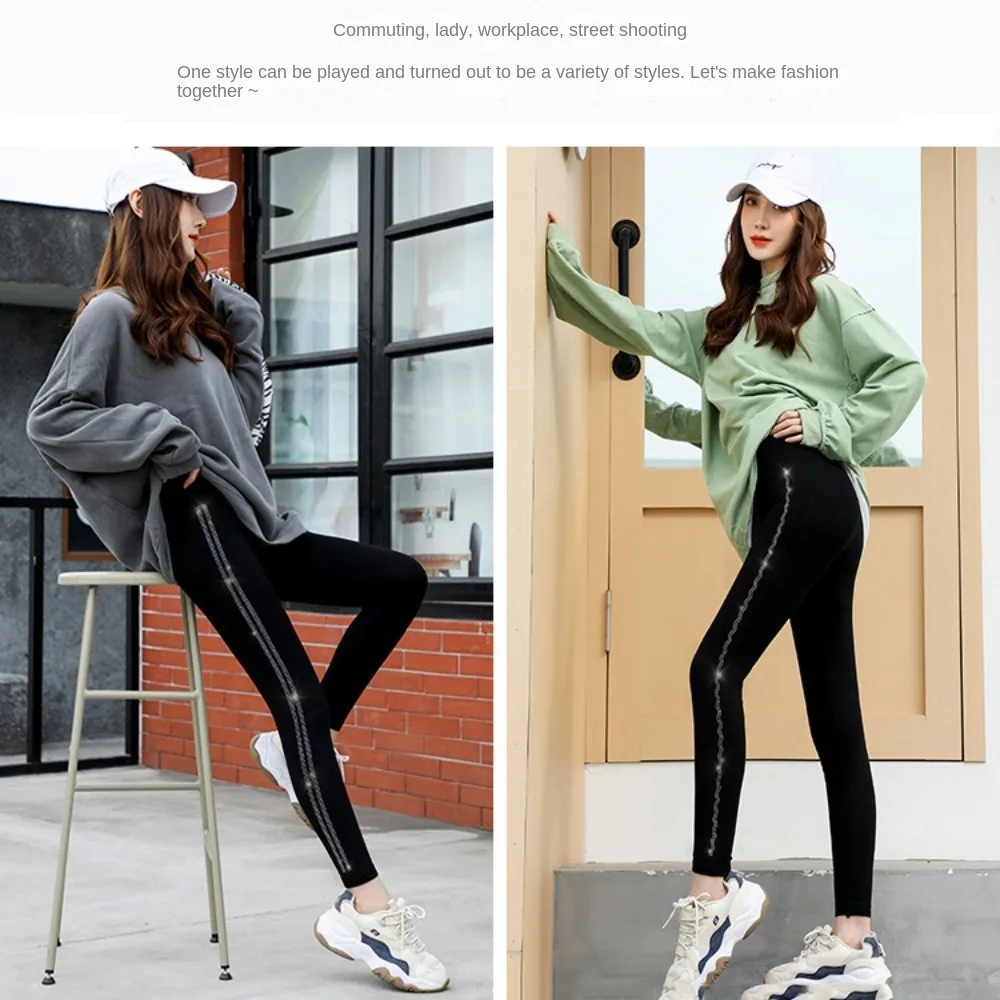 Яркие блестящие леггинсы суперэластичные брюки с высокой талией и бриллиантами