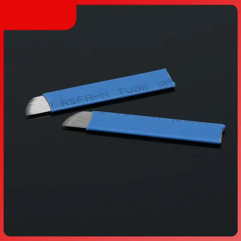 

2pcs blue 18-Pin Semi Permanent Makeup Manual Eyebrow Tattoo Needles Blade For 3D Embroidery Microblading Tattoo Pen Machine