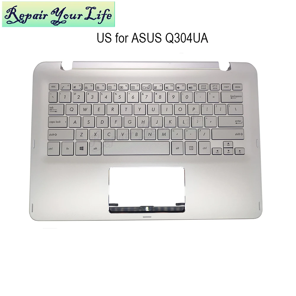 US laptop backlit keyboard palmrest for Asus Q304 Q304U Q304UA Q304UA-BBI5T10 backlight English keyboard silver 90NB0AL3-R30010